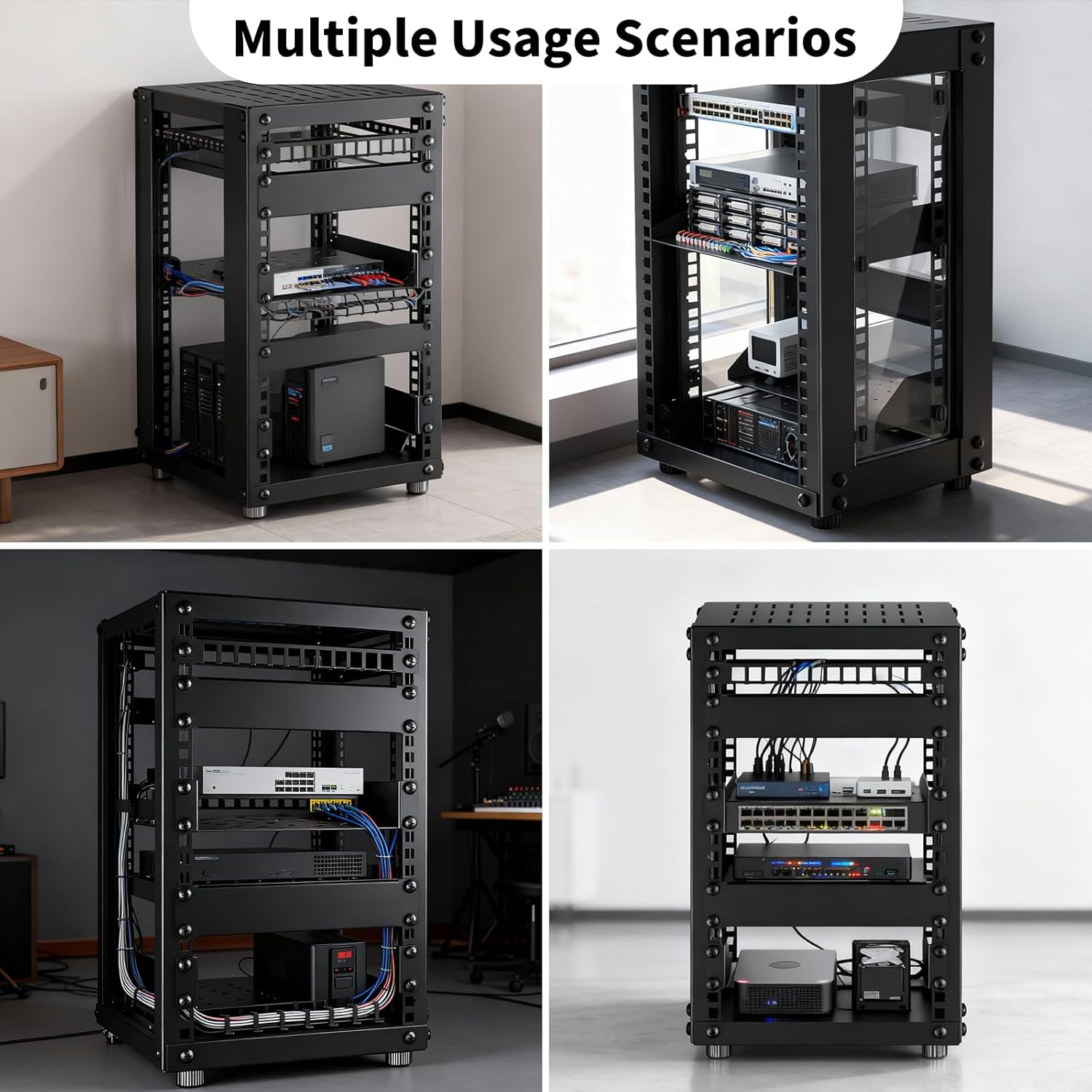 8U 10 Inch Mini Server Rack Cabinet Black with Panels Kit