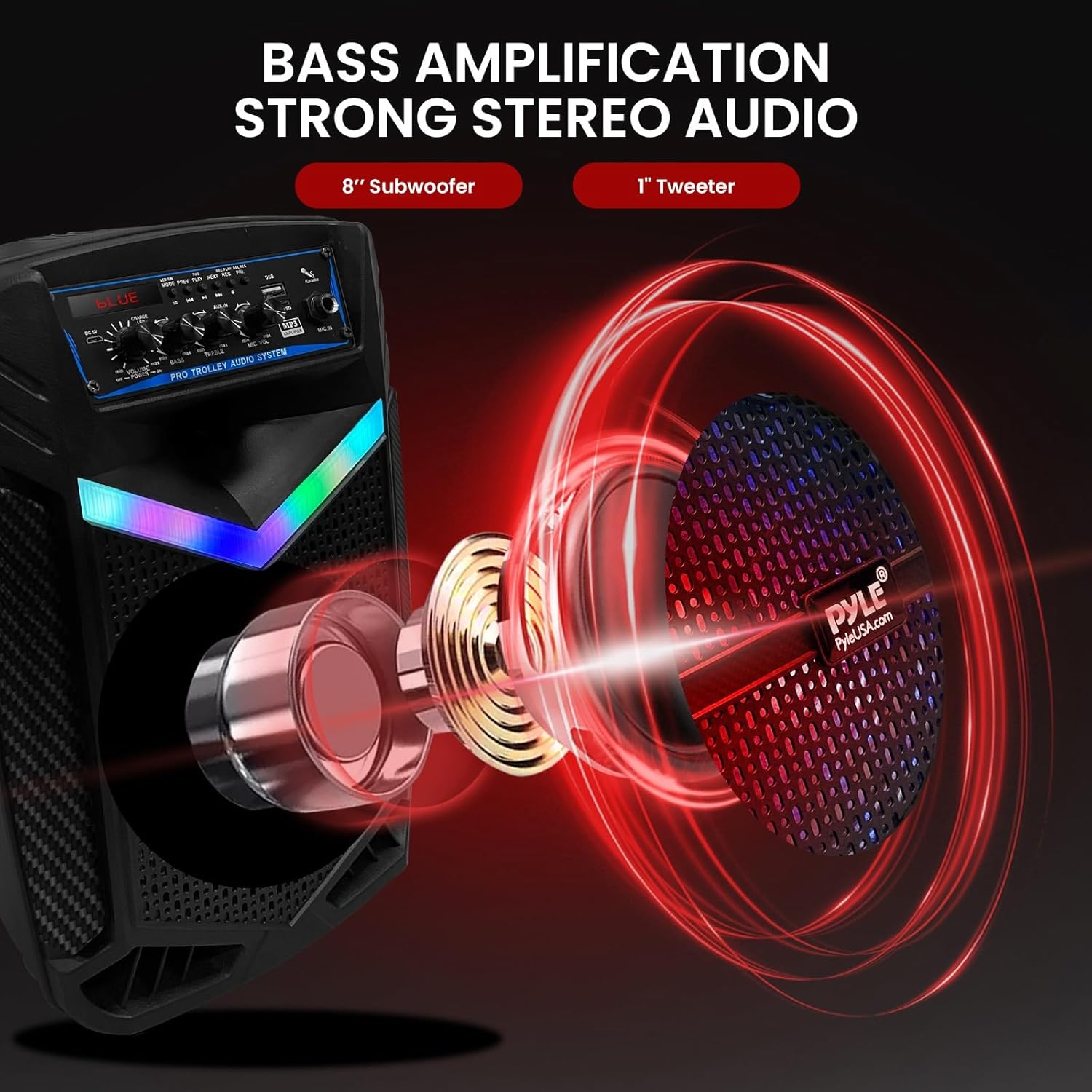 400W Portable PA Speaker Bluetooth Party Karaoke Subwoofer LED