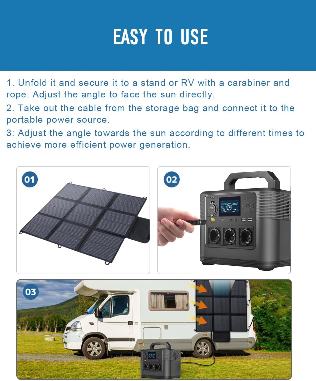 200W Portable Solar Panel Foldable MC4 Charger IP67 Camping RV