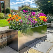 Large Silver Metal Trough Planter Galvanised Garden Box 100cm