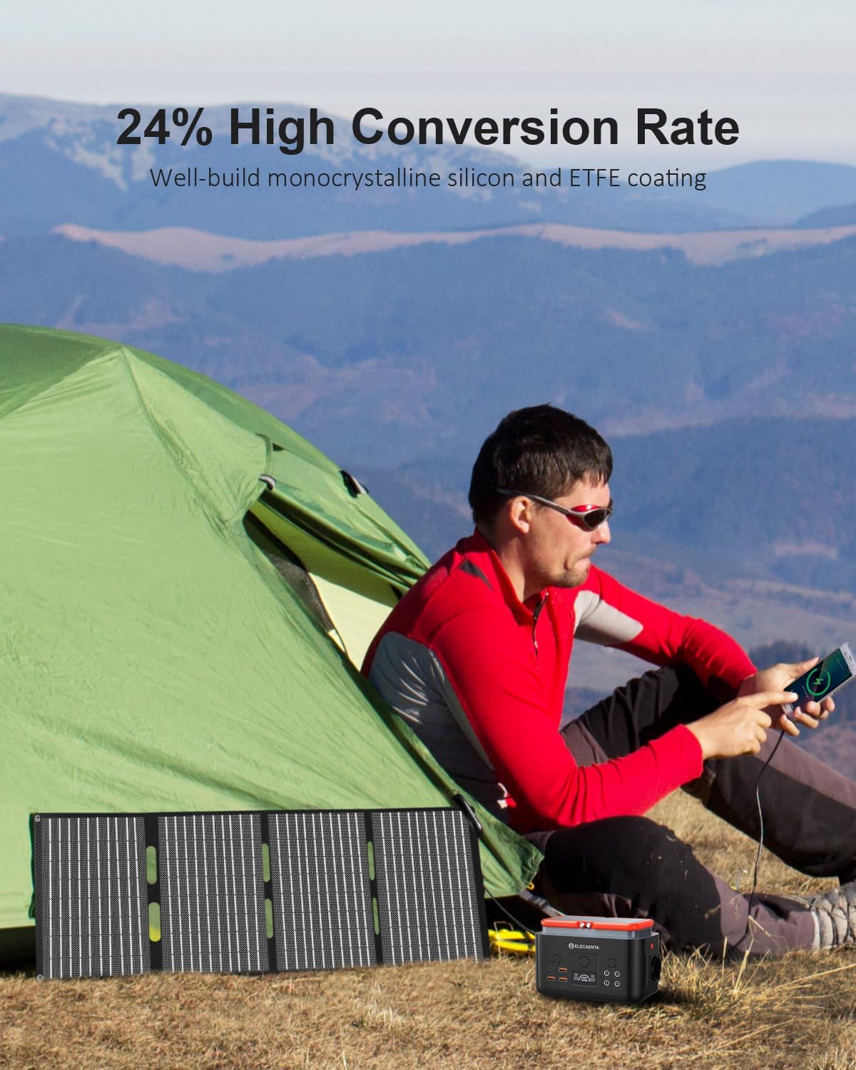 60W Foldable Solar Panel Charger USB C DC Portable ETFE Camping