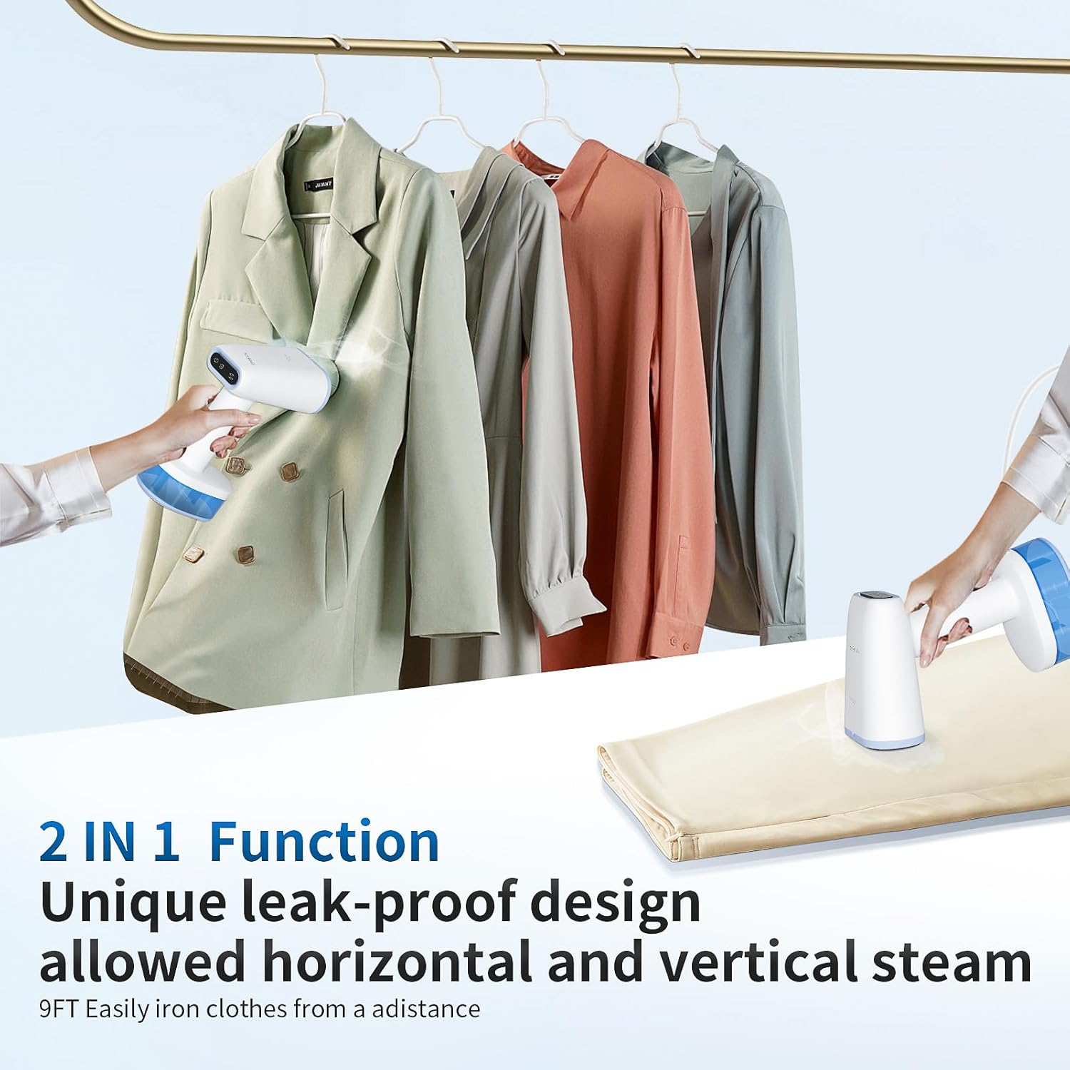 Handheld Garment Steamer 1600W Fast Heat 20s 250ml Travel Iron