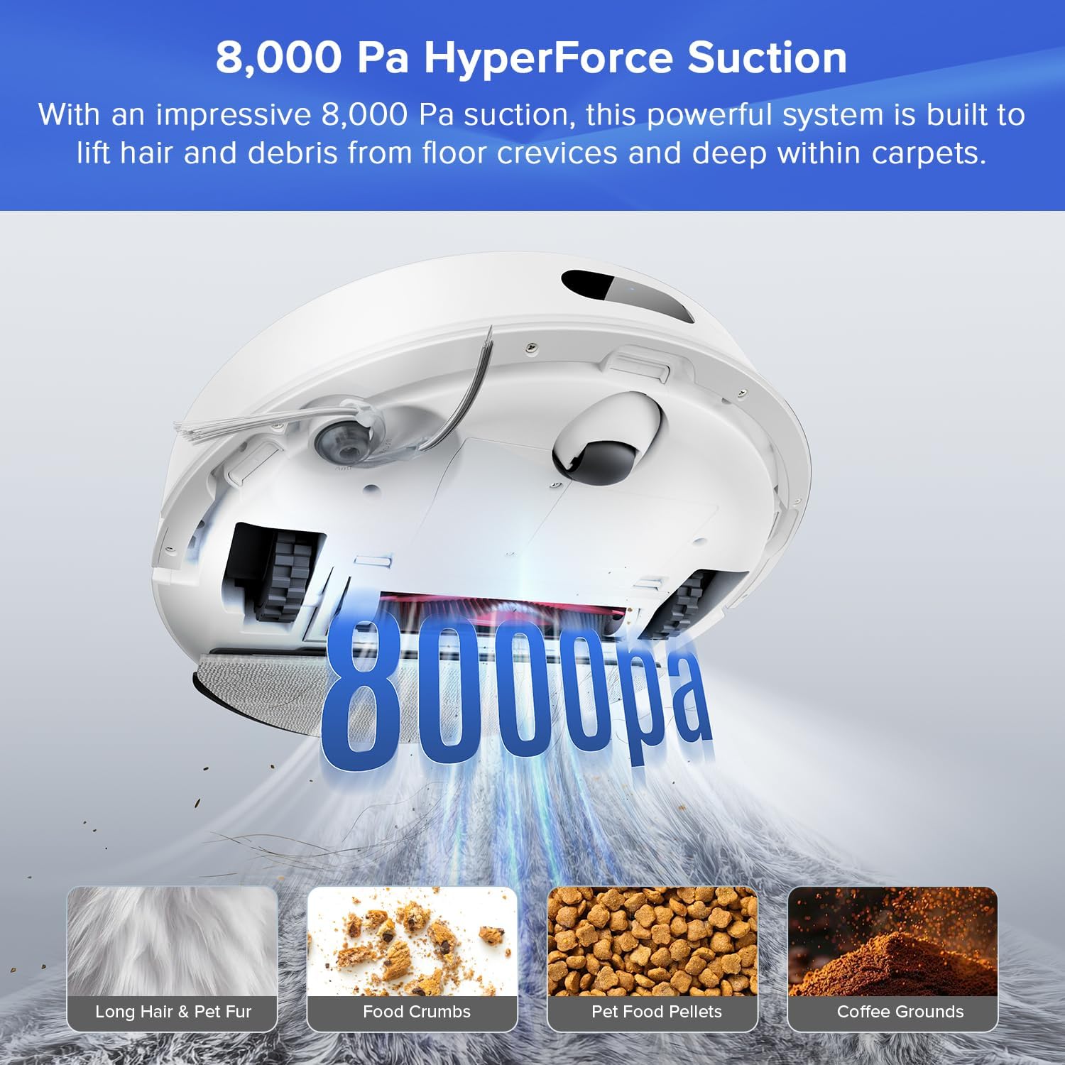Robot Vacuum Mop 8000Pa Self Empty LiDAR Mapping Pet Hair App