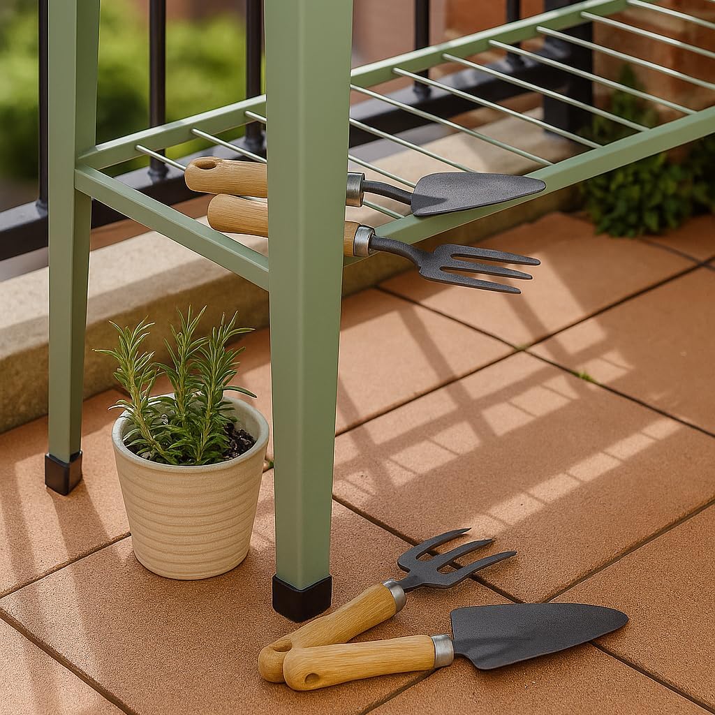 Raised Garden Bed with Legs Shelf Metal Planter Green 95cm