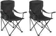 Portable Folding Camping Chair 2 Pack Cup Holder Carry Bag