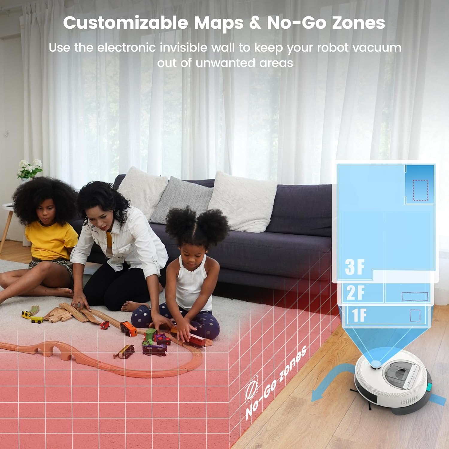 Robot Vacuum Mop 6000Pa Suction LiDAR Mapping WiFi App Alexa White