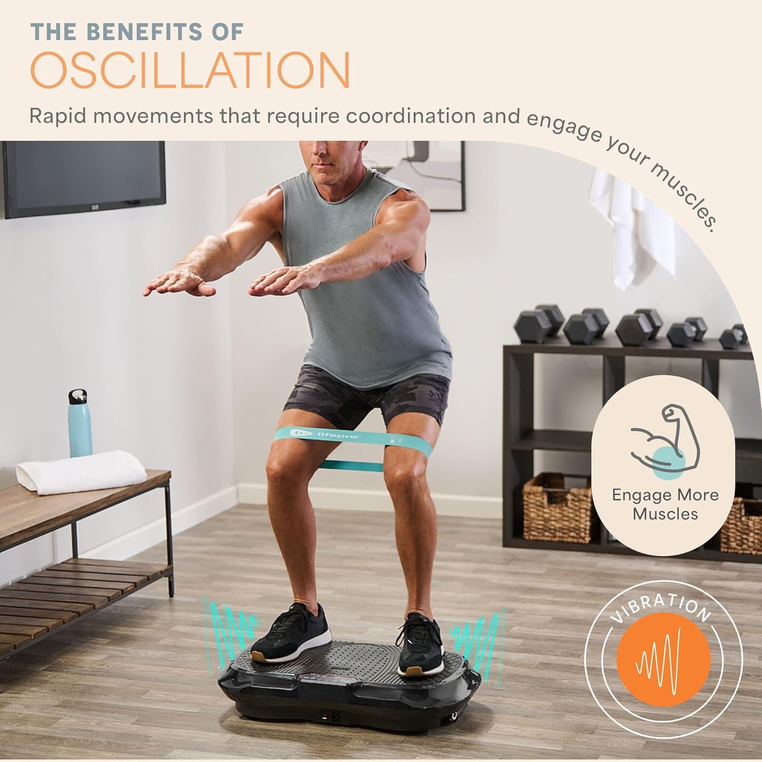 Vibration Plate Exercise Machine 99 Speed Fitness Platform Bands