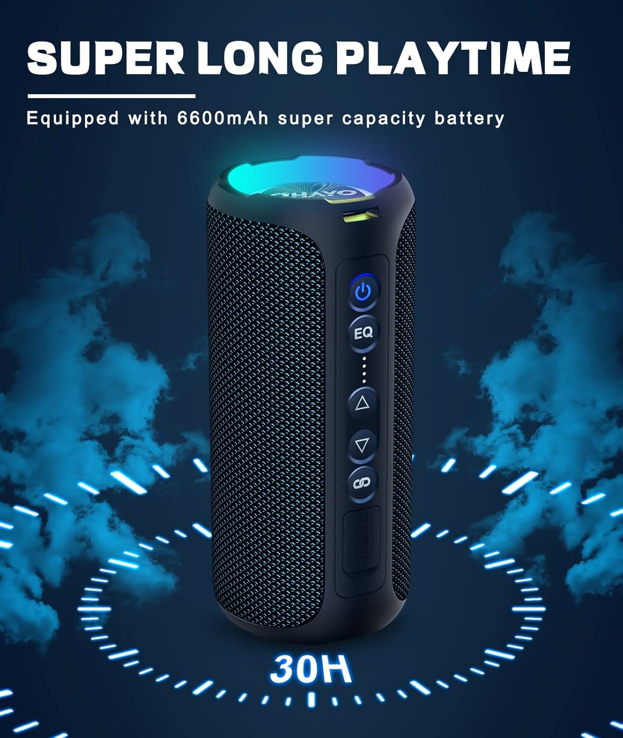 40W Bluetooth Speaker Waterproof IPX7 30H Playtime LED Bass