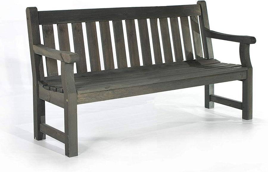 150cm Wooden Garden Bench 3 Seater Heavy Duty Patio Park Seat Dark Grey