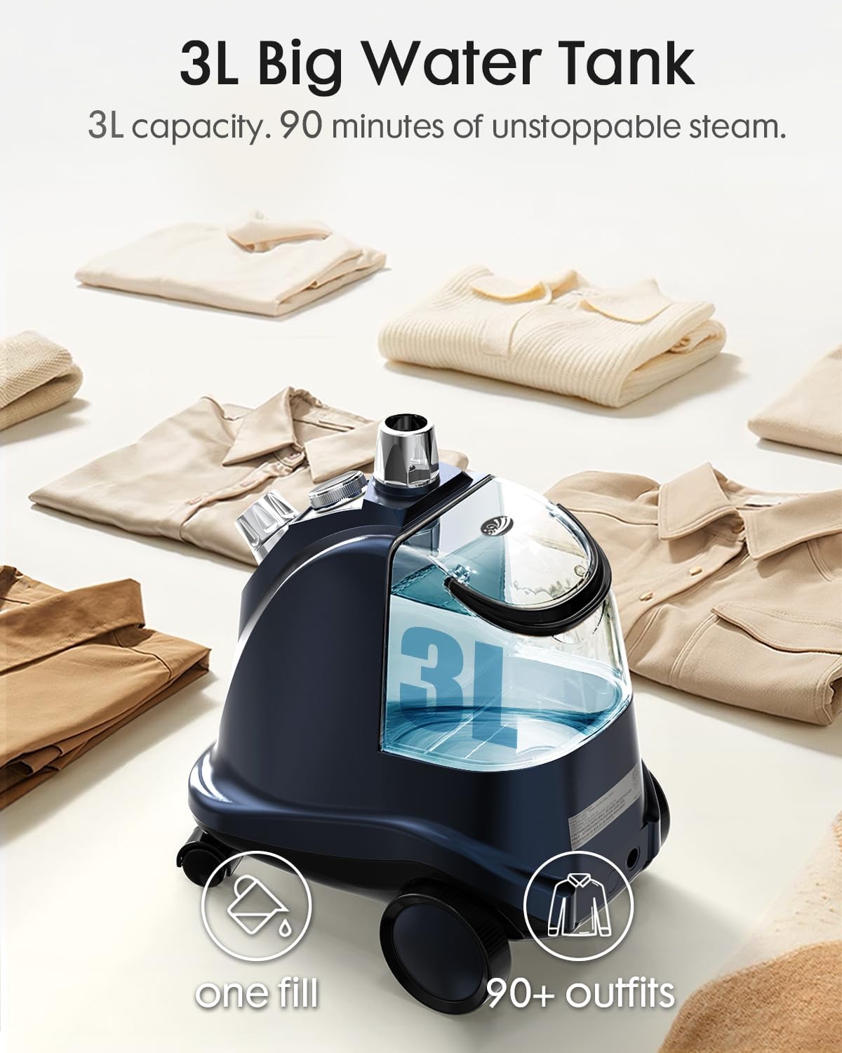Professional Garment Steamer 2200W Standing Clothes Steamer 3L Tank