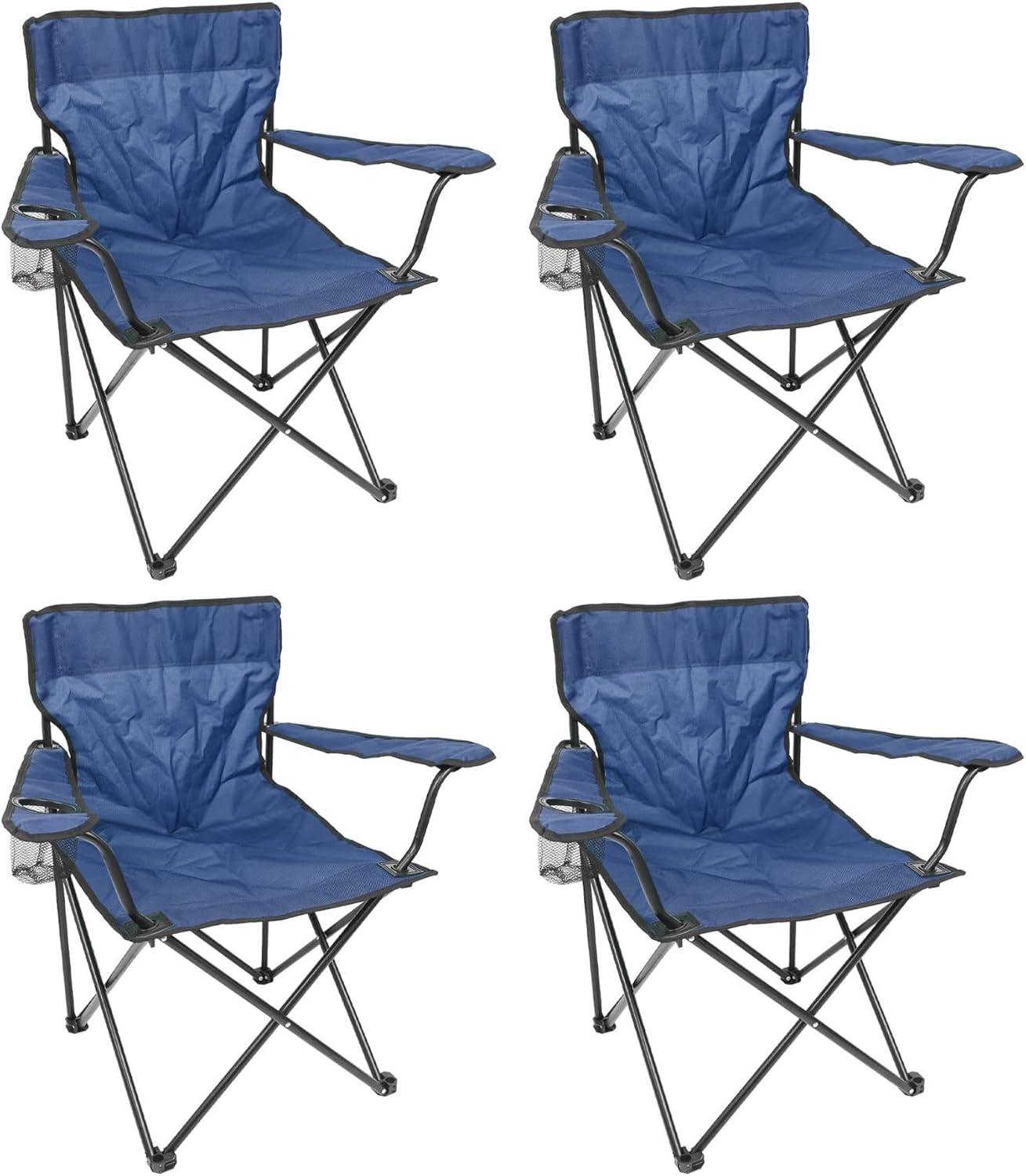 Folding Camping Chairs Pack of 4 Navy Canvas Outdoor Seats