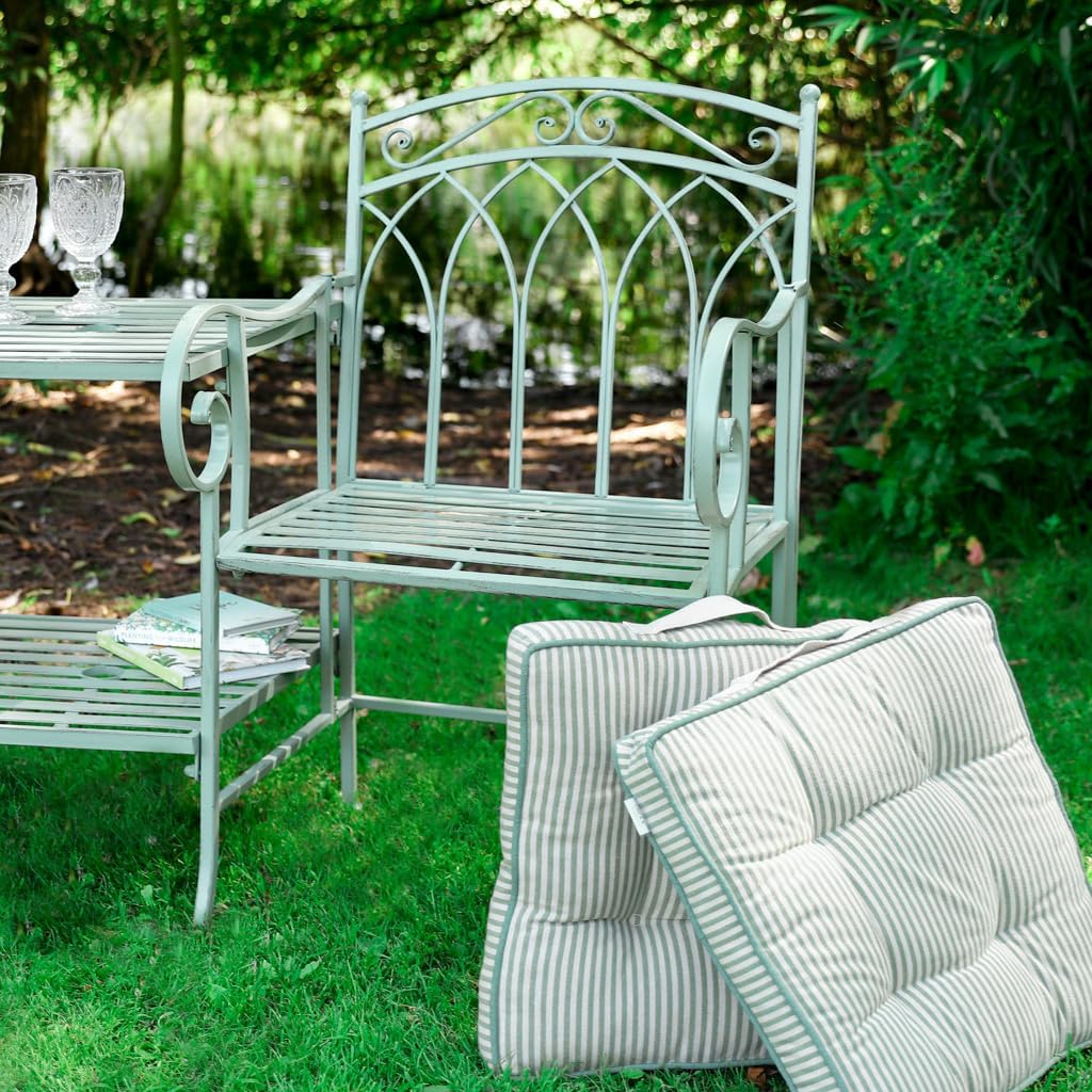 Vintage Jack & Jill Garden Love Seat with Table Sage Green Patio Bench