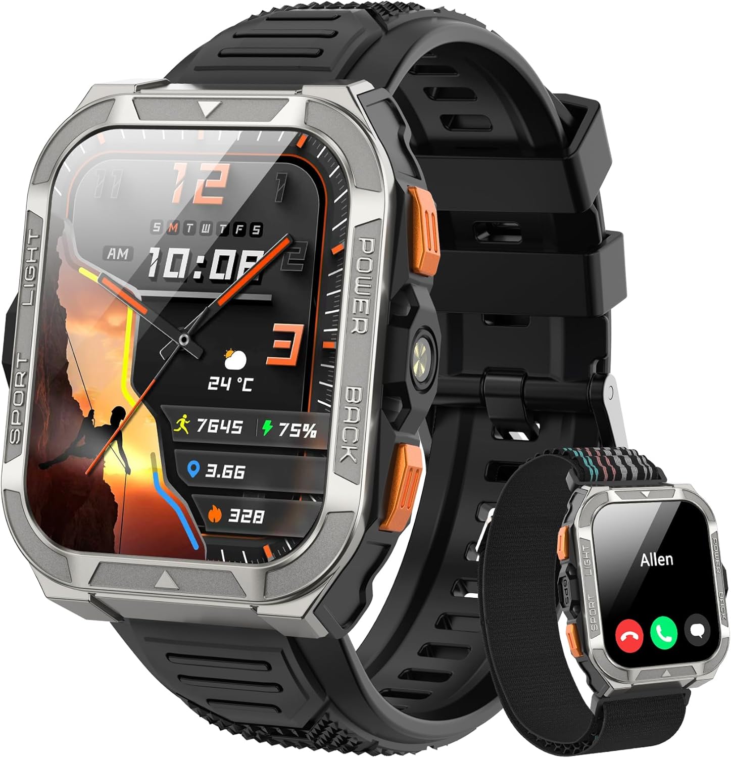 Military Smart Watch GPS Compass 100 Day Battery AI Call