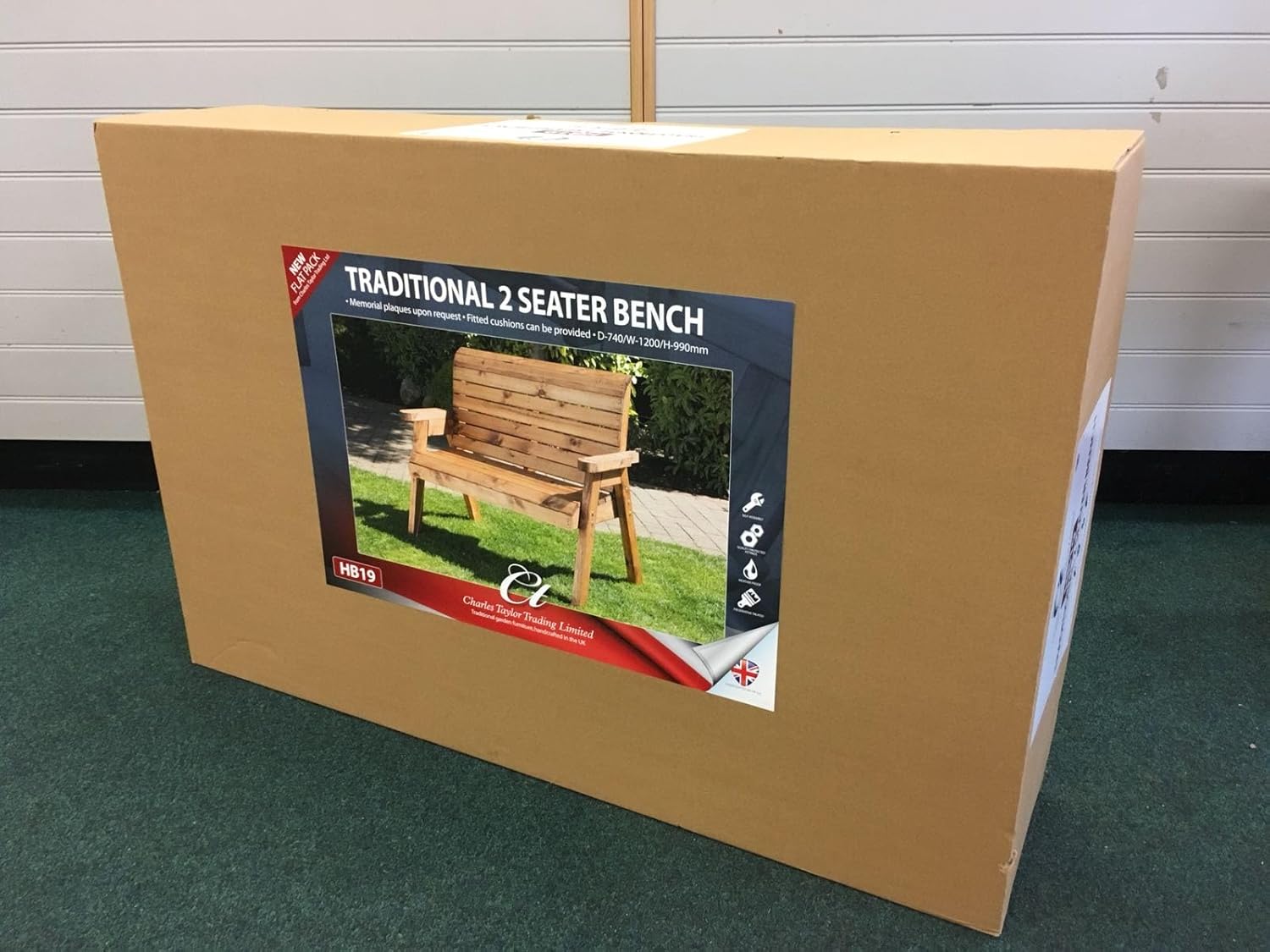 2 Seater Wooden Garden Bench FSC Timber Patio Seat Brown