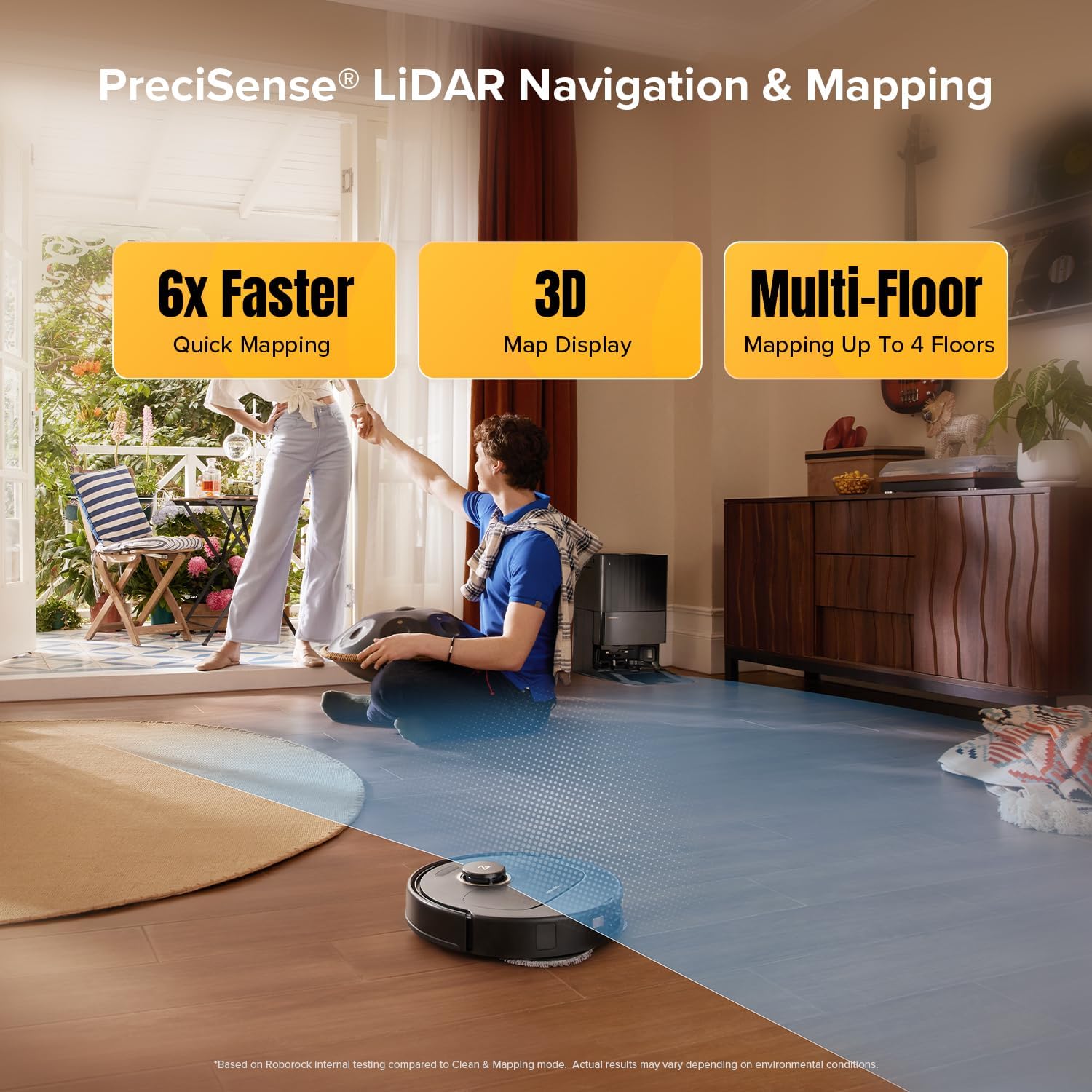 Robot Vacuum Mop 12000Pa Auto Empty Wash Dry LiDAR Smart Mapping