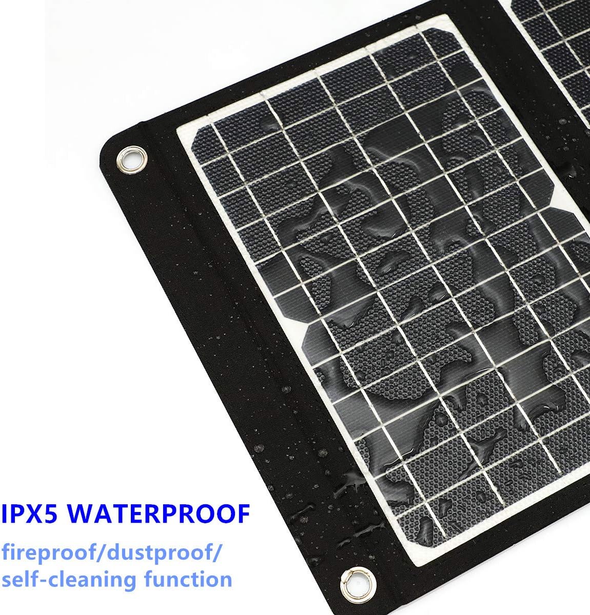 30W Foldable Solar Charger USB C PD QC3 Portable Waterproof Panel