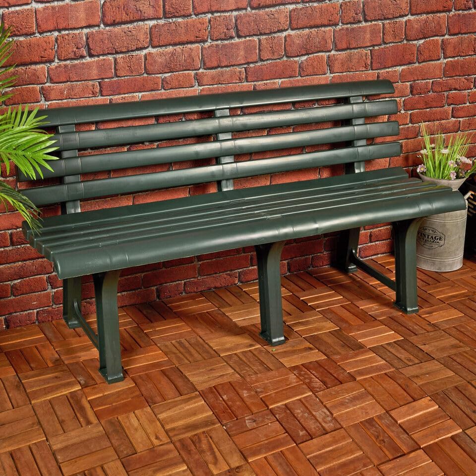3 Seater Plastic Garden Bench Weatherproof Outdoor Patio Seat
