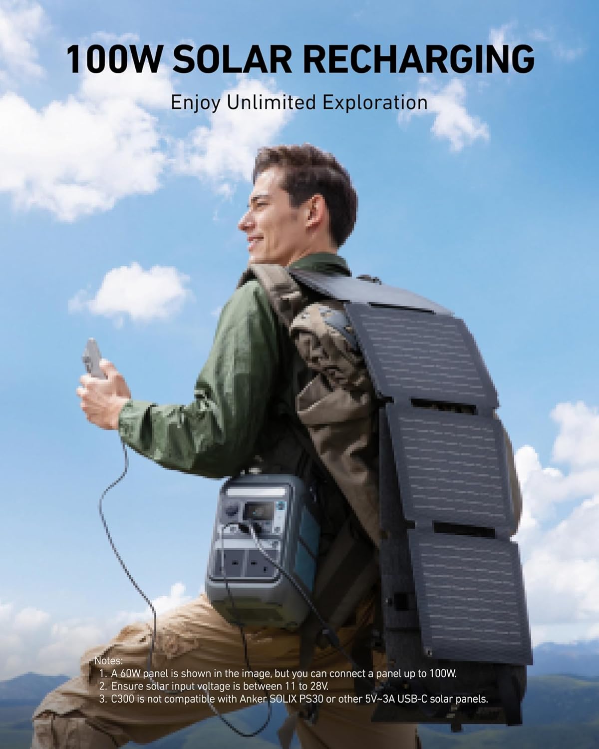 300W Portable Power Station 288Wh with 100W Solar Panel