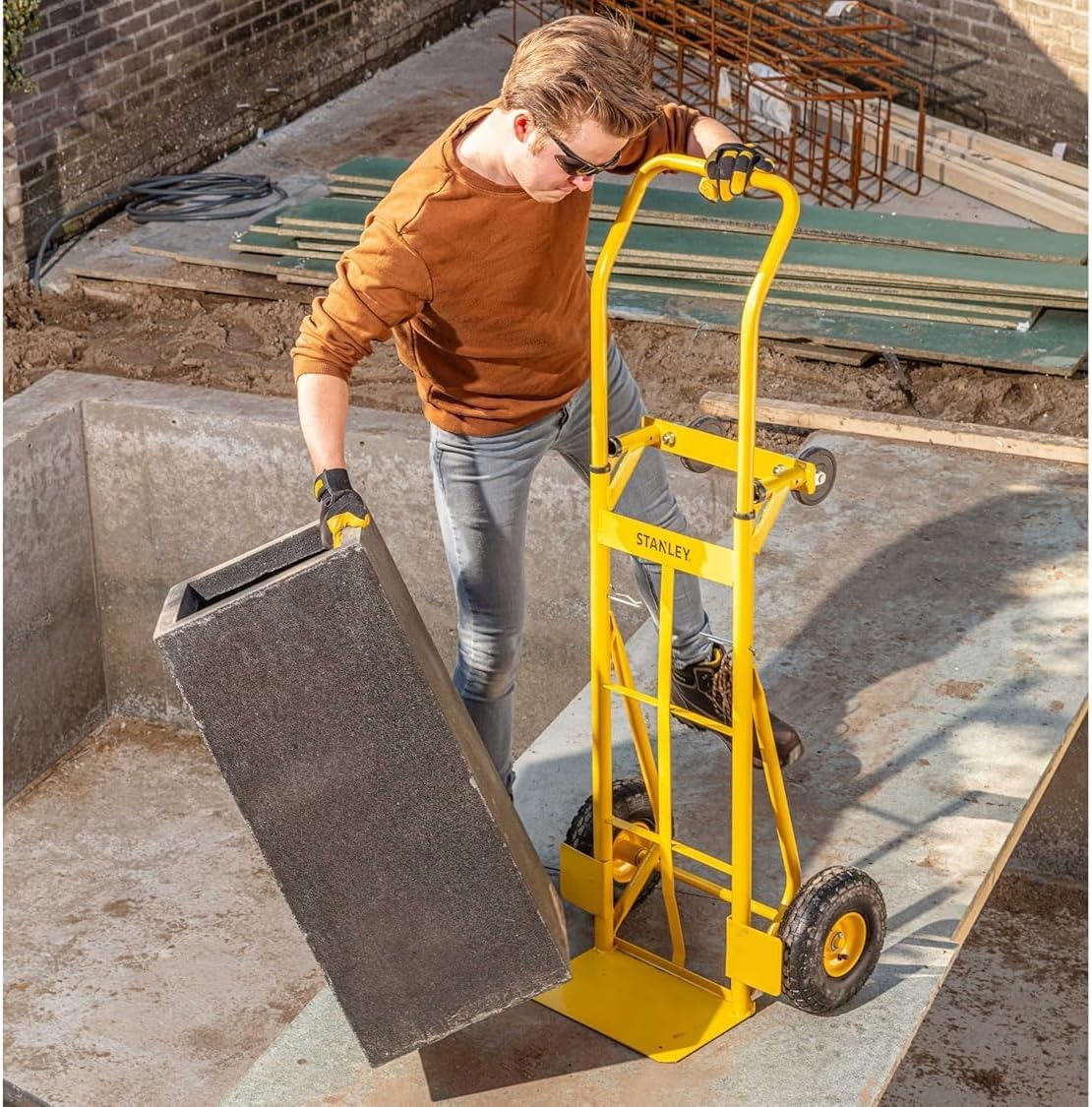2 In 1 Steel Hand Truck Platform Trolley 200KG Yellow
