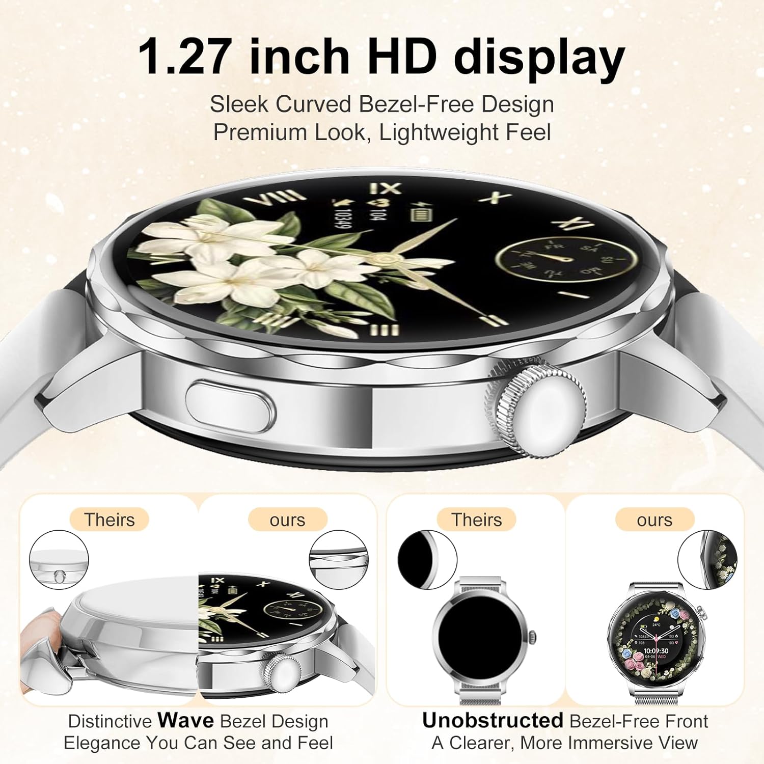 Ladies Smart Watch Call 110 Sports 2 Bands Silver