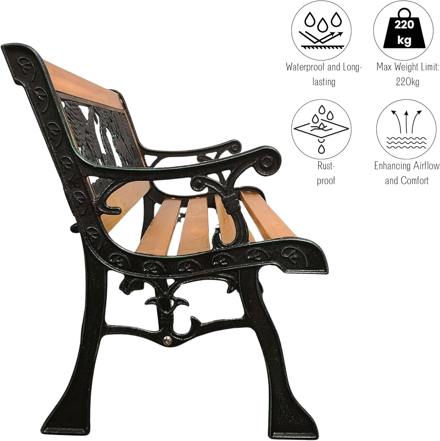 Kids Wooden Garden Bench Animal Design Cast Iron Outdoor Seat