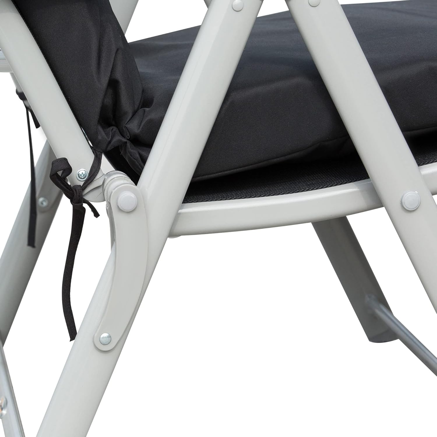 Folding Sun Lounger 7 Level Recliner Chair Black