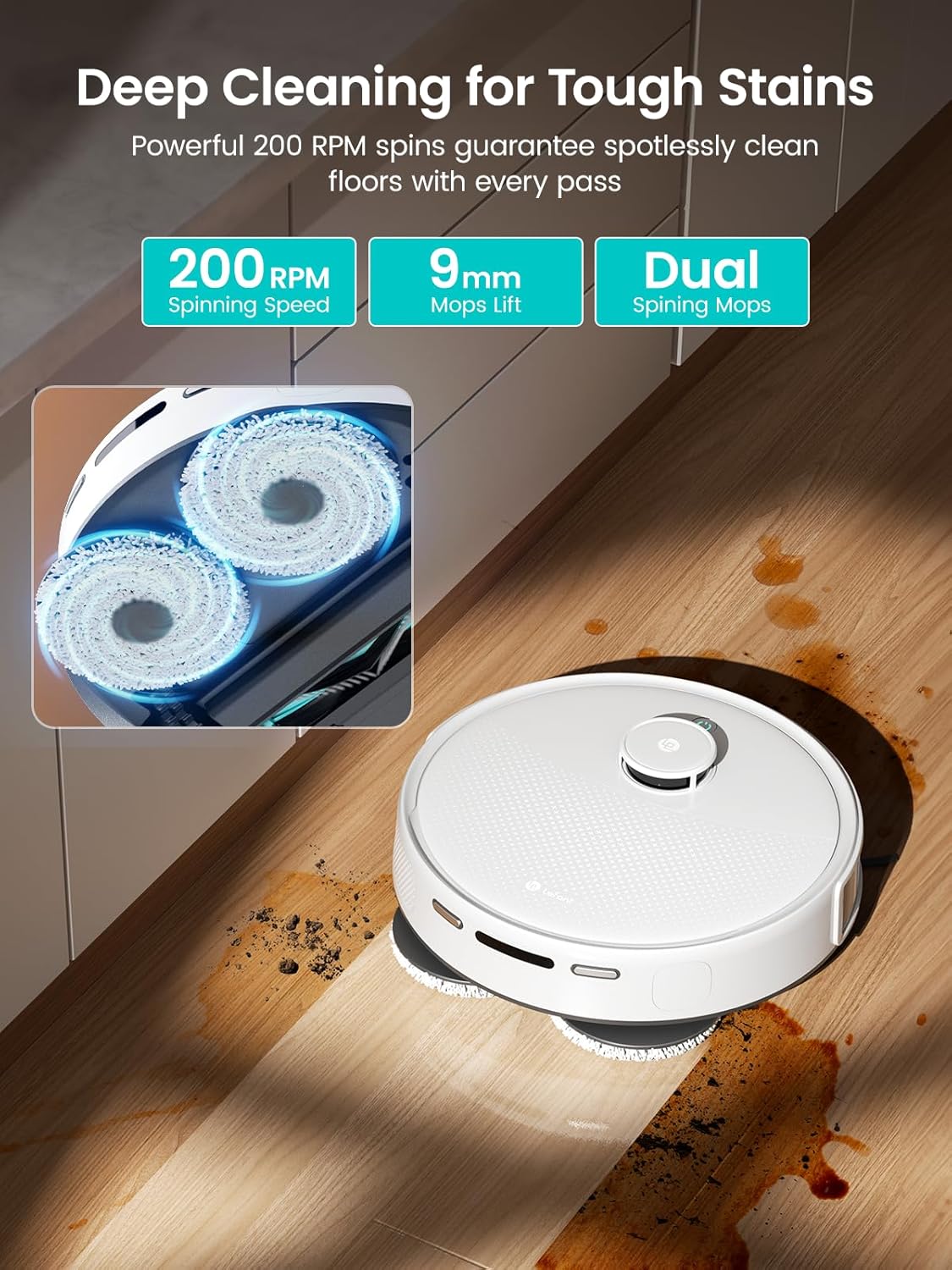 Robot Vacuum Mop Self Empty 12000Pa Auto Wash LiDAR WiFi