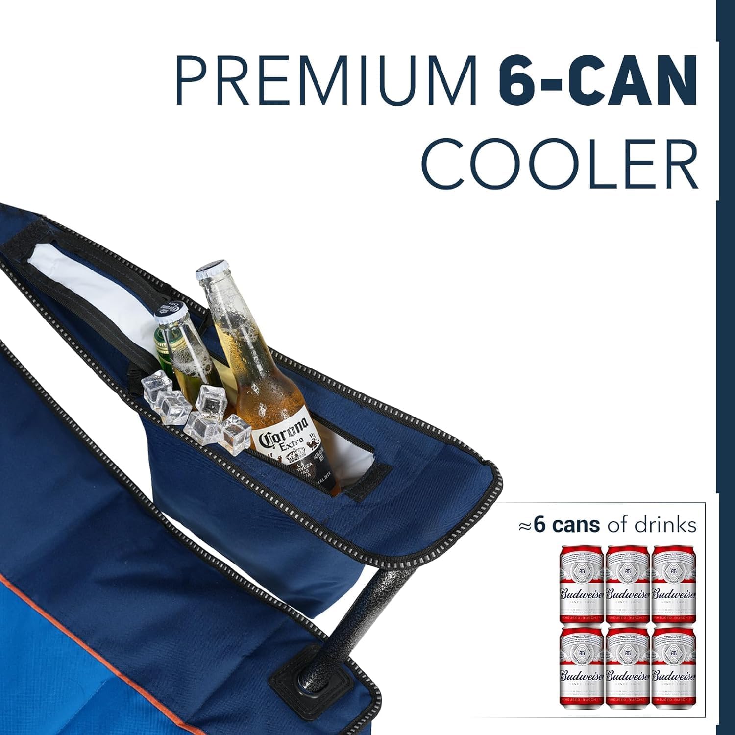 Oversized Camping Chair 450lb Cooler Bag High Back Blue
