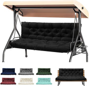 2 3 Seater Garden Bench Cushion Waterproof Black 150cm