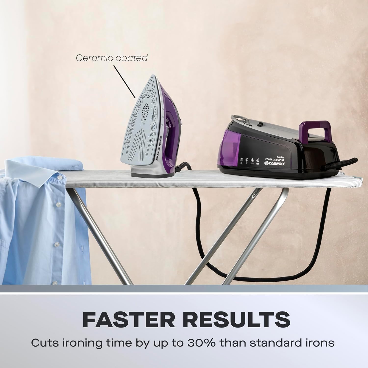 Steam Generator Iron 2400W 1.2L Tank Ceramic Soleplate Anti Calc