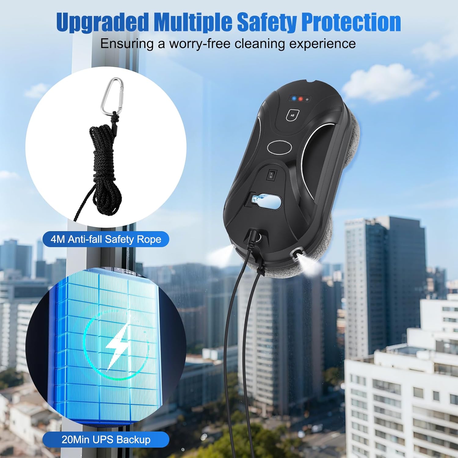 Automatic Window Cleaner Robot 5600Pa AI Spray Remote Edge Detect