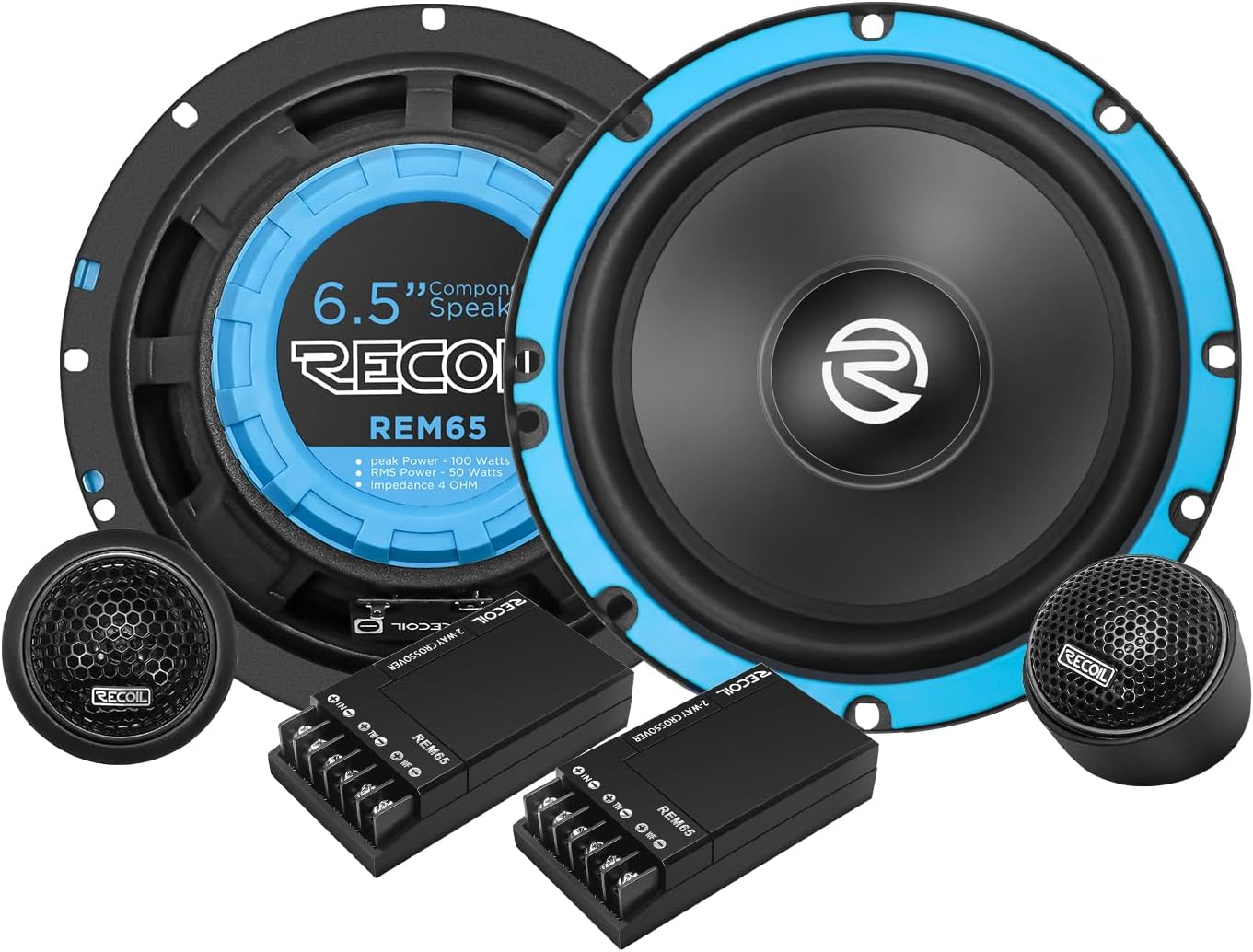 6.5 Inch Component Car Speakers 2 Way Tweeters 200W Audio Set