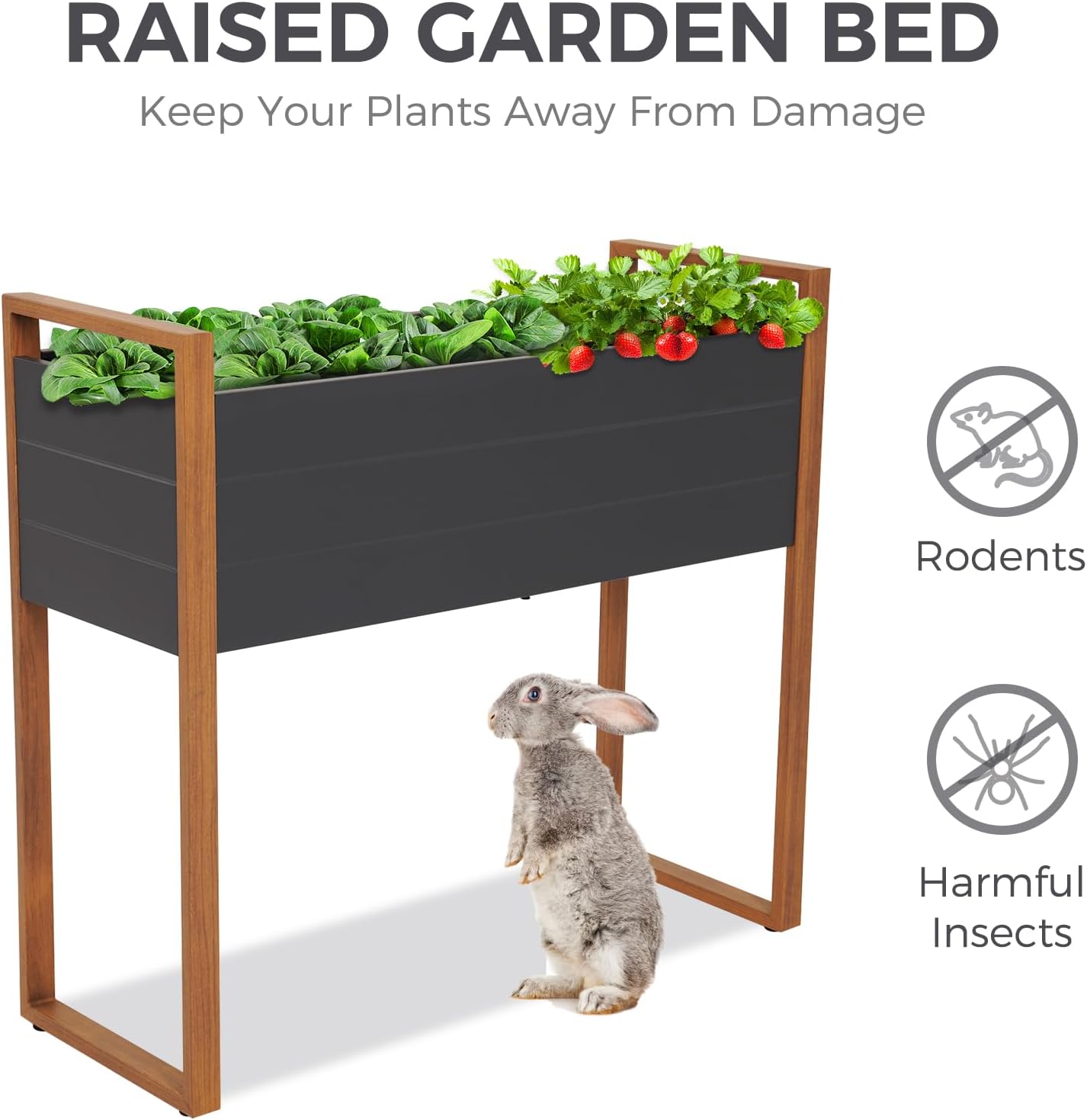 Tall Metal Raised Garden Planter 100cm Grey with Legs