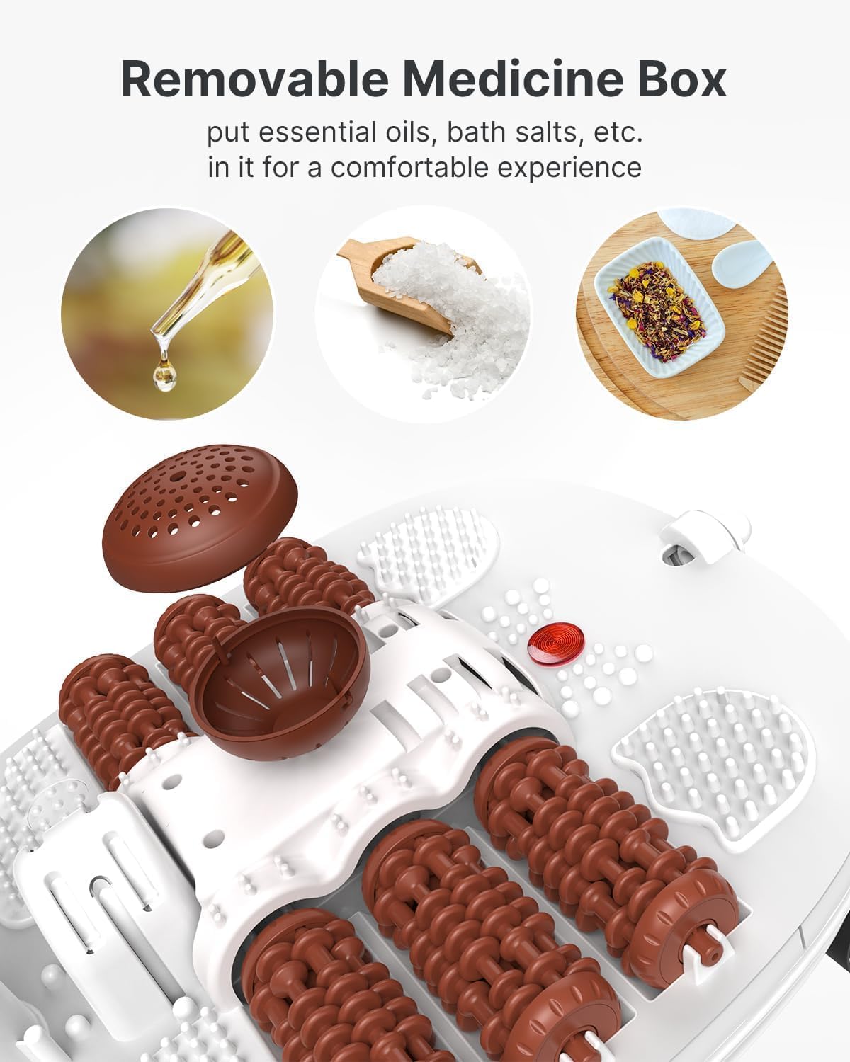 Heated Foot Spa Massager Auto Rollers Bubble Jets Timer Temp Control
