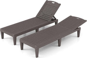 Set of 2 Rattan Style Sun Loungers Brown 5 Level