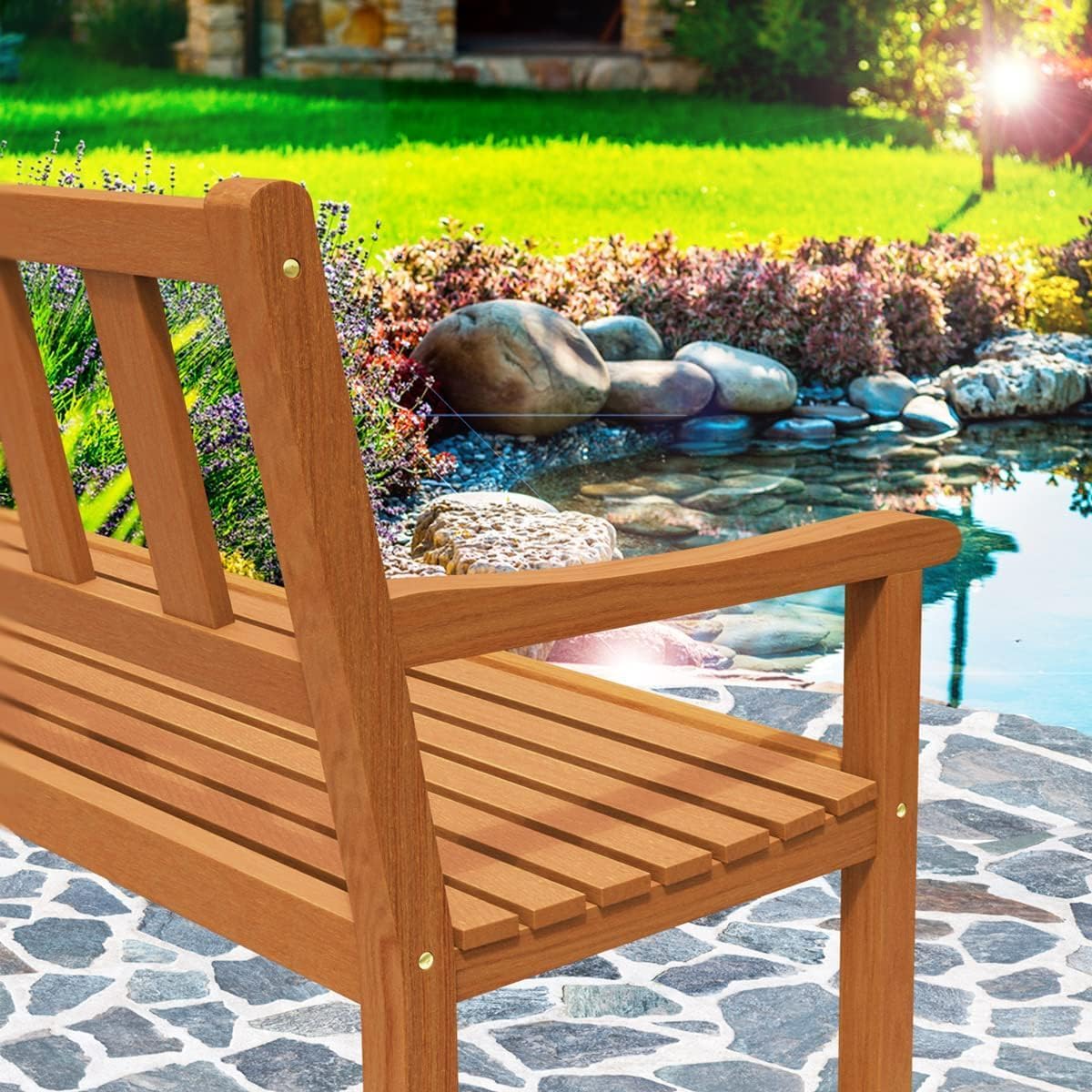 2 Seater Wooden Garden Bench 120cm Acacia Outdoor Patio Bench Seat