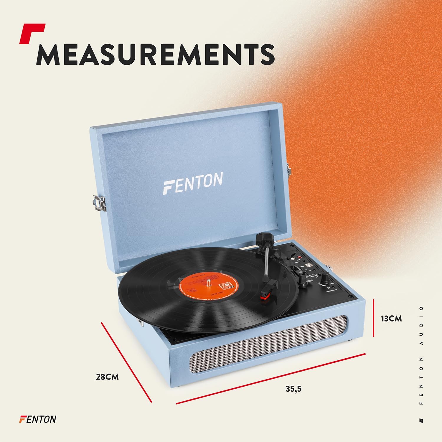 Portable Briefcase Record Player Bluetooth 3 Speed Blue