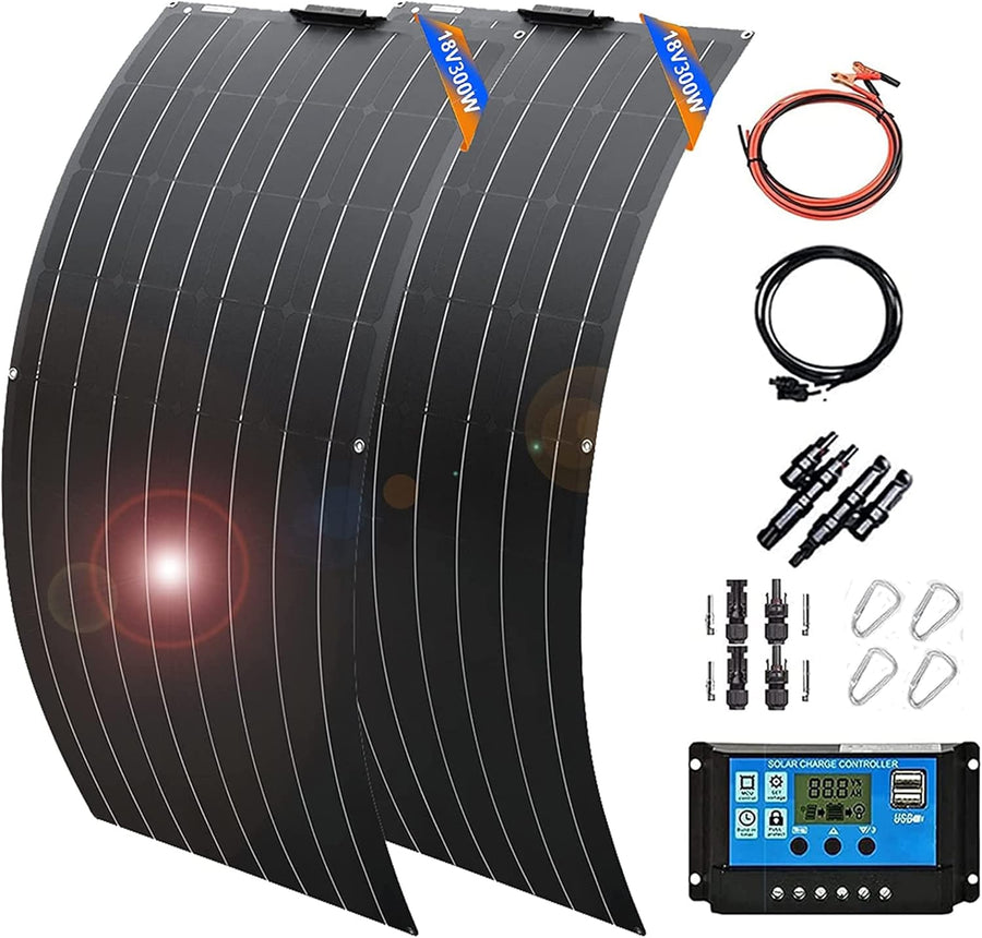 600W Flexible Solar Panel Kit 2x300W IP67 High Efficiency