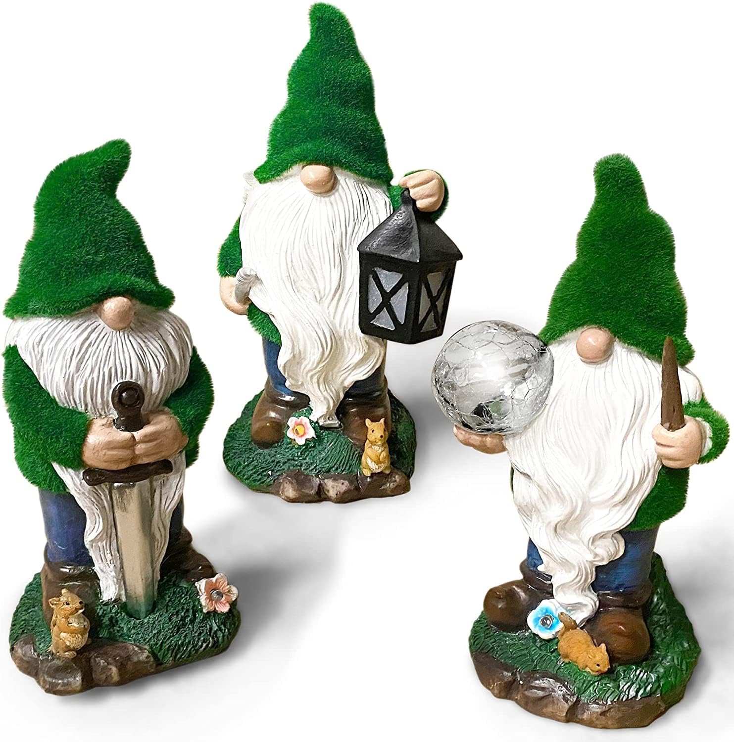 Solar Gnome Wizard Statue LED Light Outdoor Garden Patio Decor
