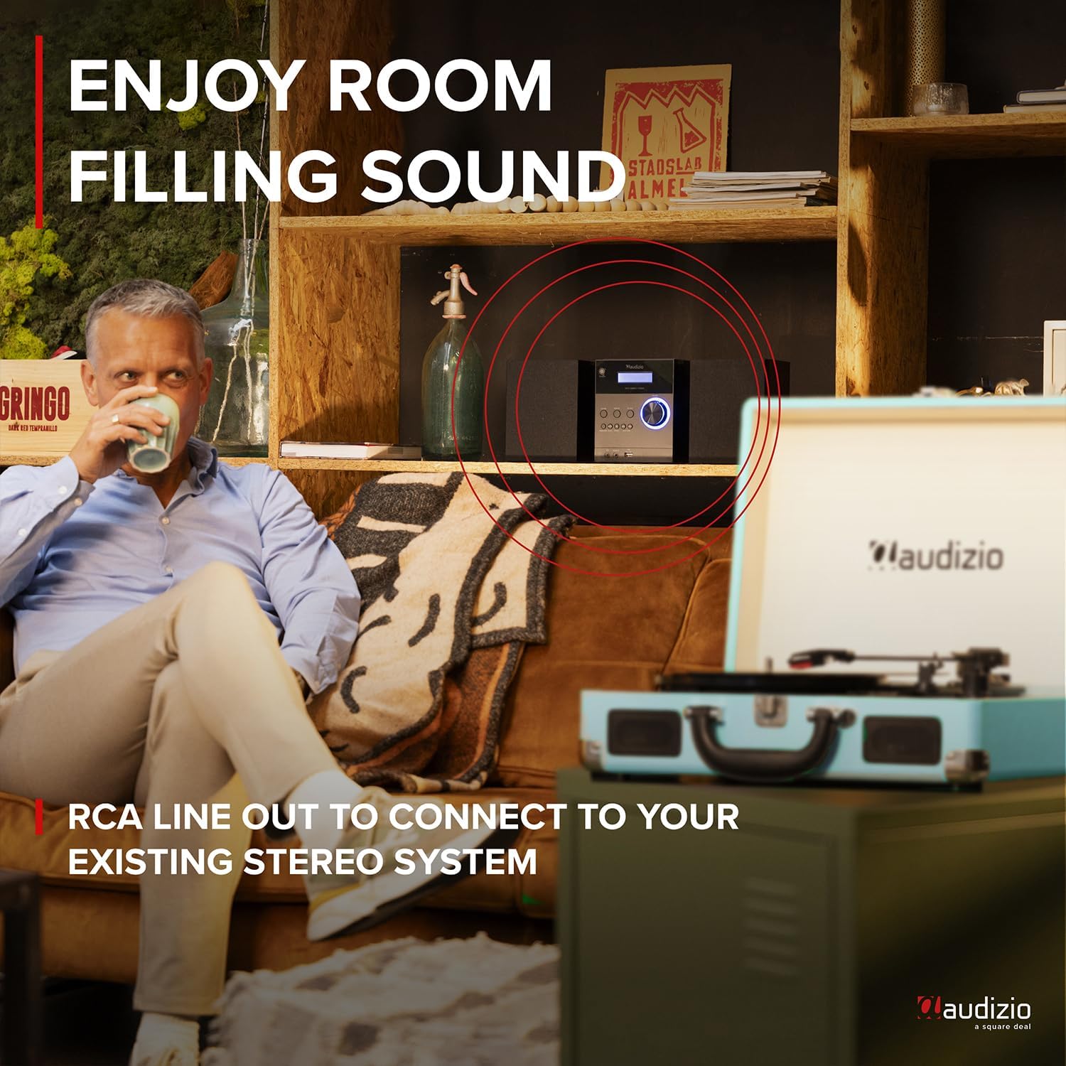 Portable 3-Speed Vinyl Record Player with Built-In Speakers & USB