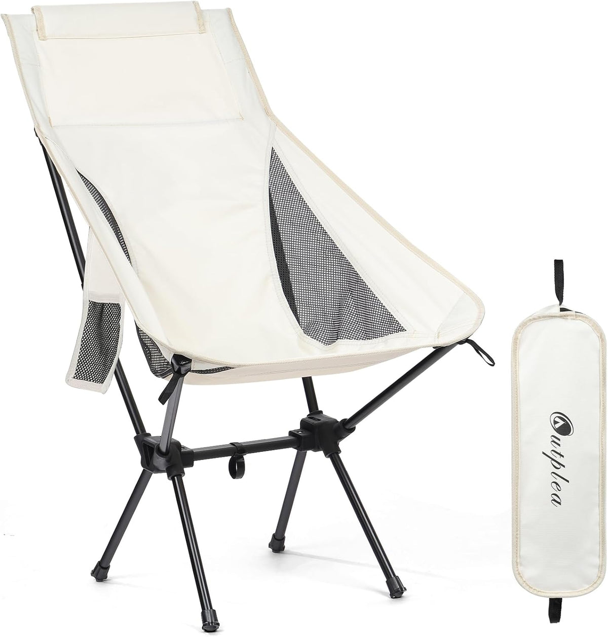 White High Back Lightweight Camping Chair Portable Folding Outdoor Seat