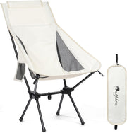 White High Back Lightweight Camping Chair Portable Folding Outdoor Seat