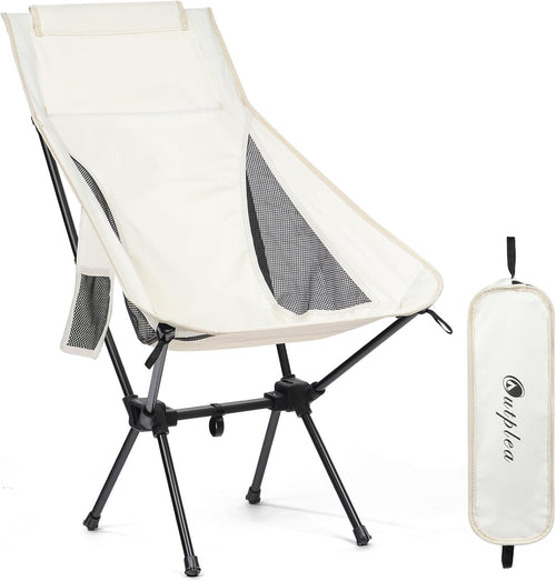 White High Back Lightweight Camping Chair Portable Folding Outdoor Seat