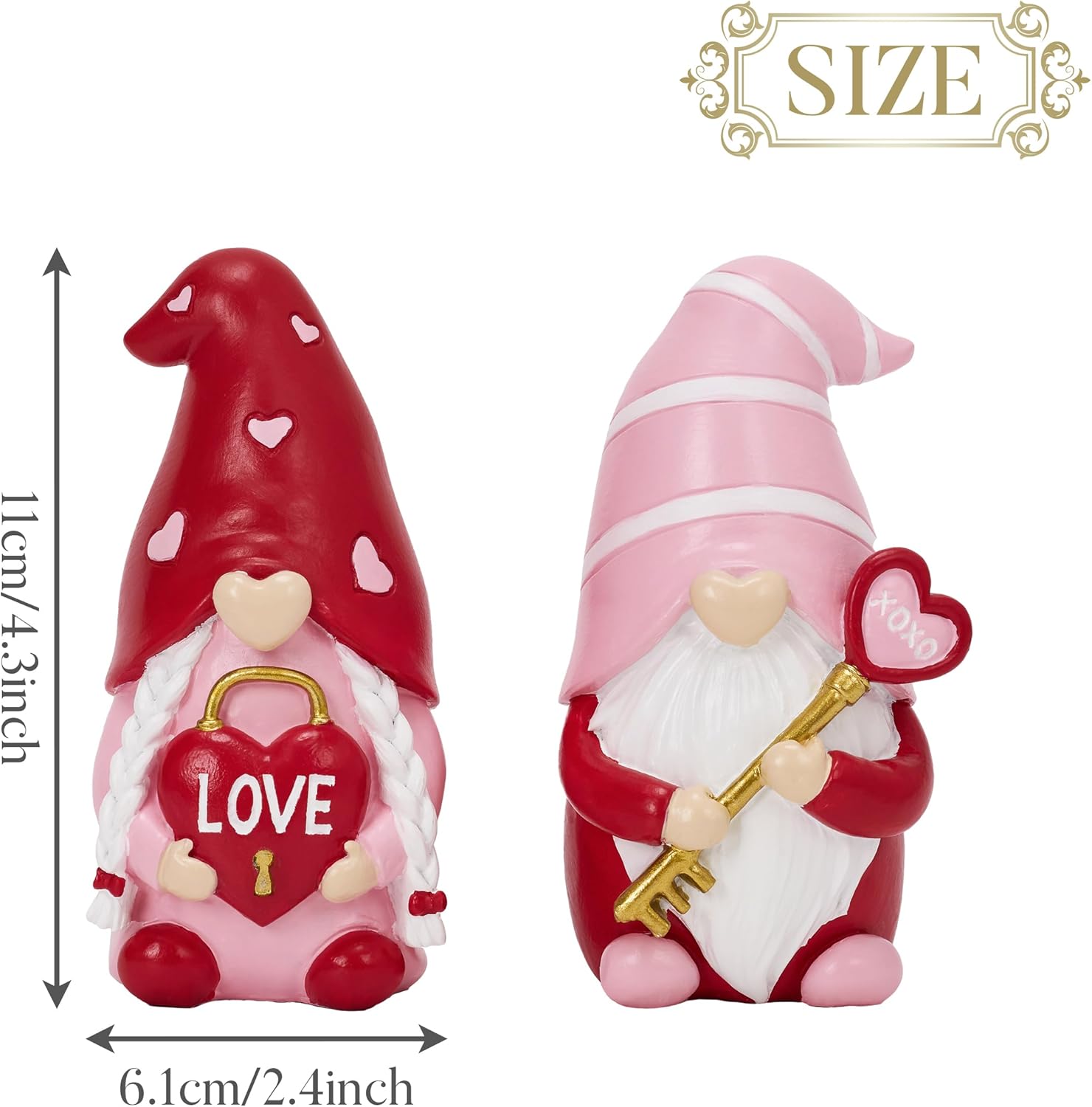 Valentines Gnome Set Resin Love Decor Table Ornament