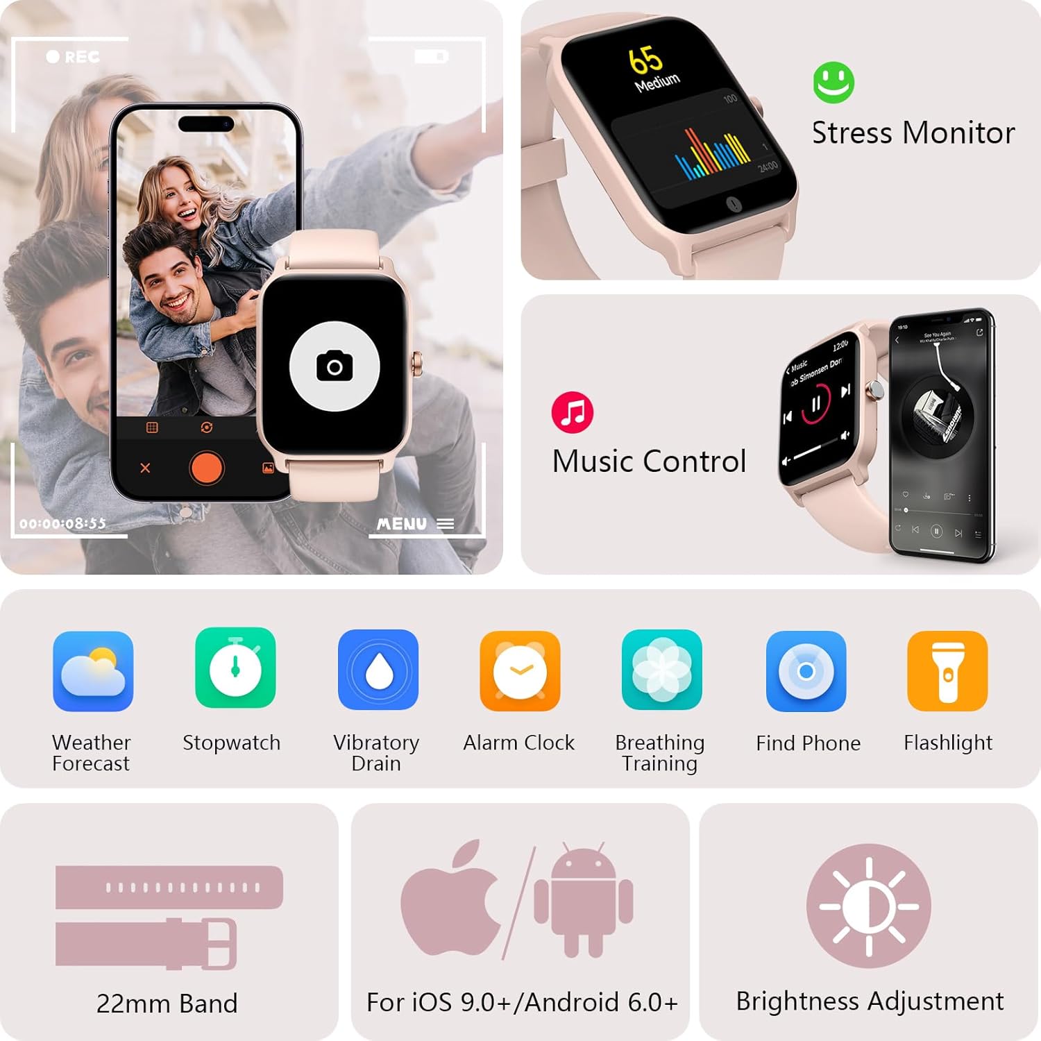 Smart Watch for Women Bluetooth Calling Alexa Fitness Tracker