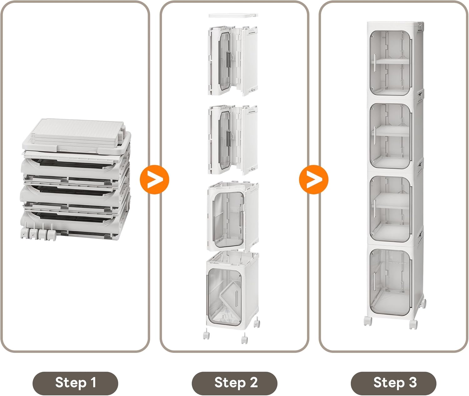 Slim Bathroom Storage Trolley Cabinet with Wheels 4 Tier White