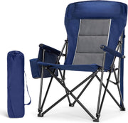 Oversized Heavy Duty Camping Chair 500LB with Headrest Blue