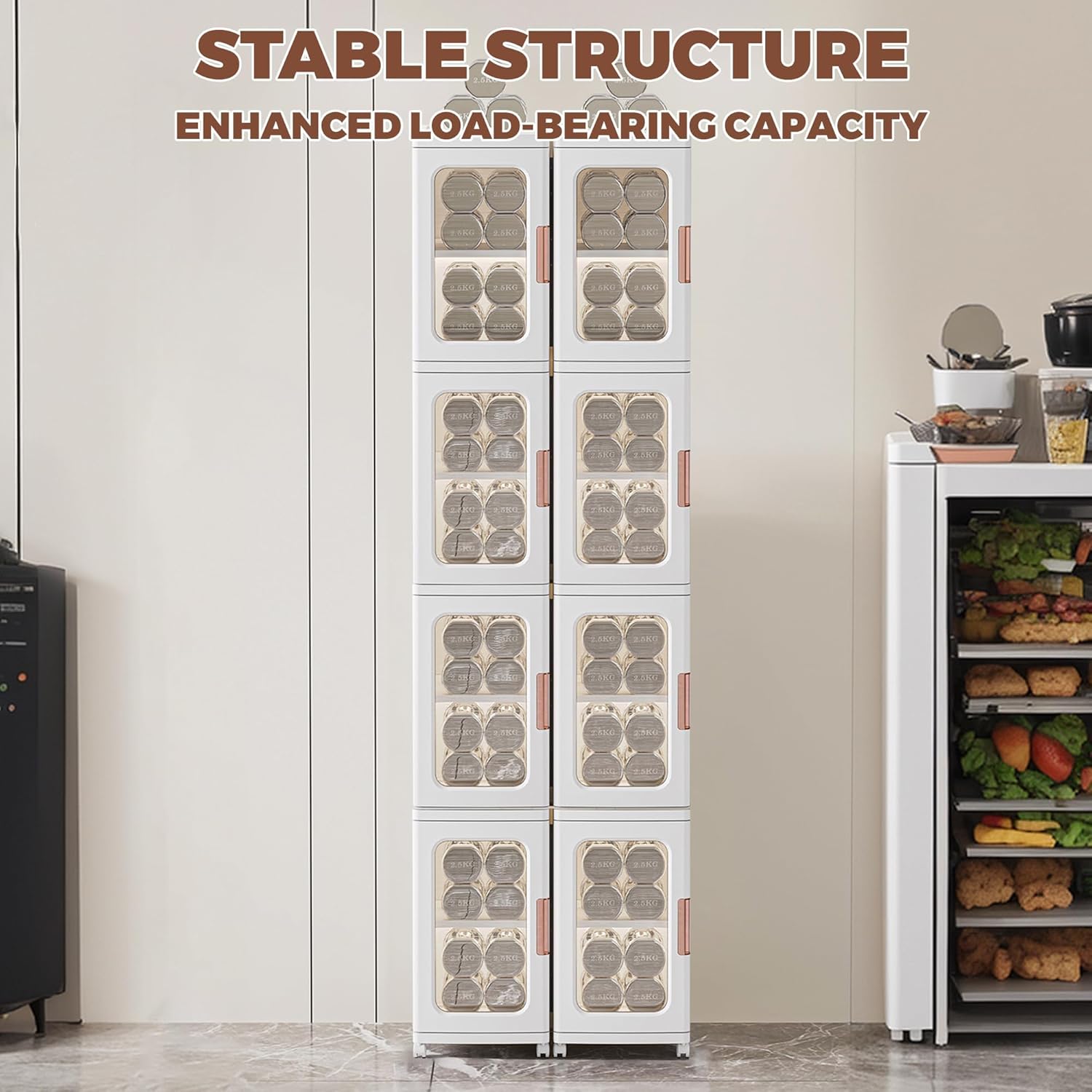 4 Tier Slim Storage Cabinet Foldable White Organizer Unit