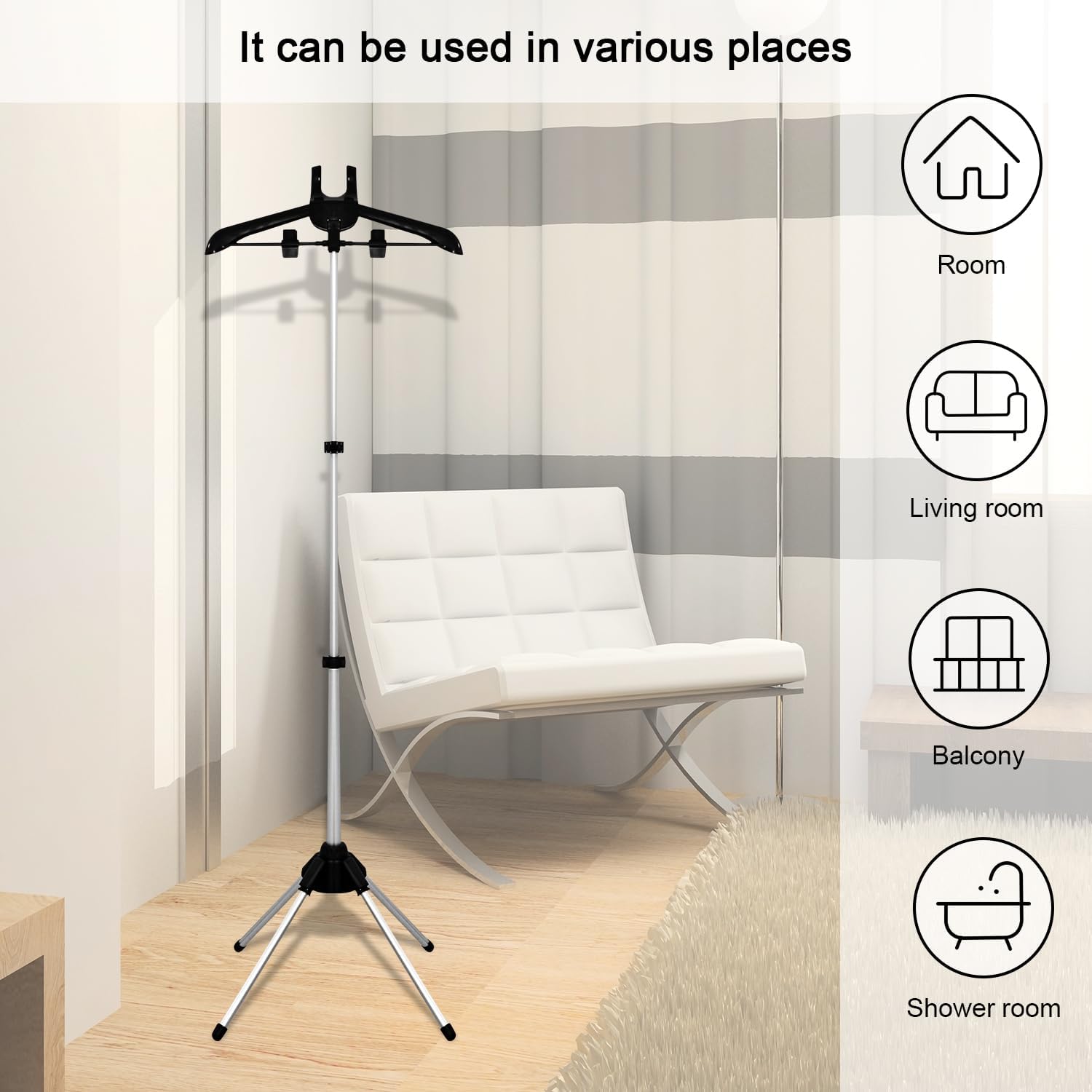 Clothes Steamer Rack Stand Adjustable Hanger with Ironing Glove