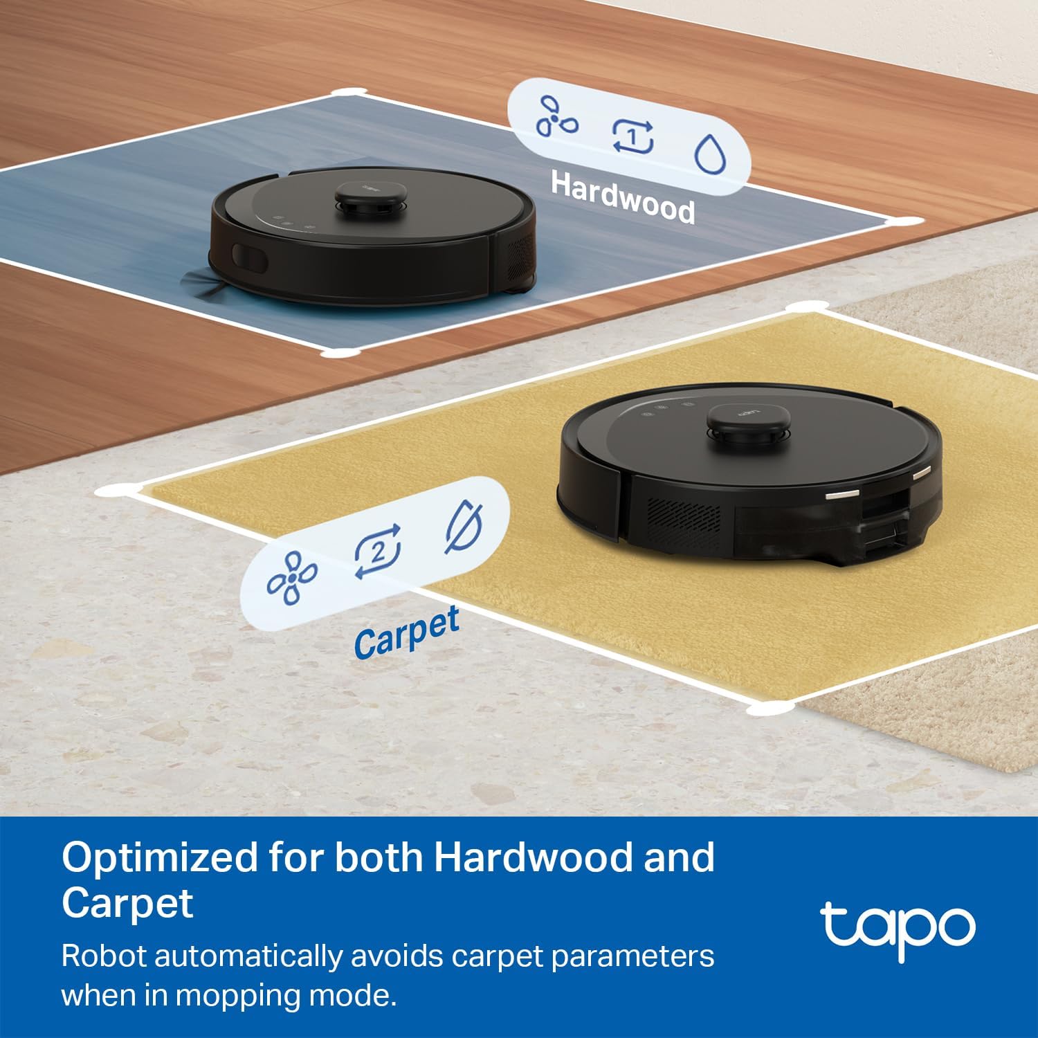 Robot Vacuum Mop 5300Pa LiDAR Mapping Smart App Control Pet Hair